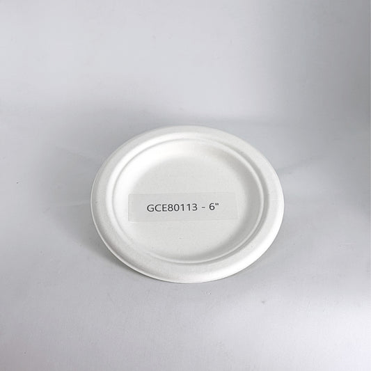 6" White Sugarcane Plate