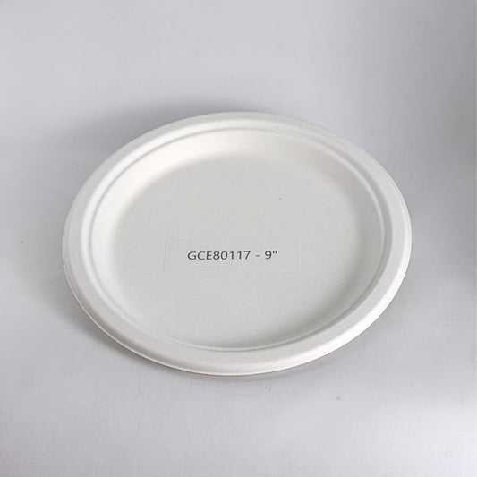 9" 3 Compartment White Sugarcane Plate