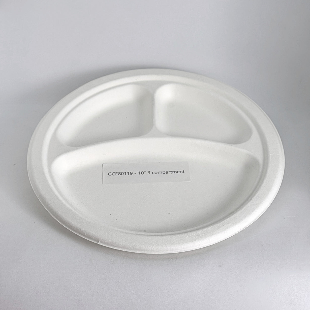 10" 3 Compartment White Sugarcane Plate